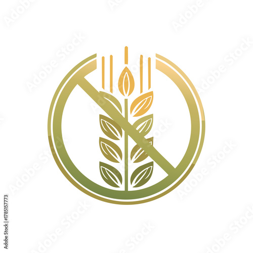 Wheat Grain Crossed Out Icon Symbol for Gluten Free Diet and Allergy