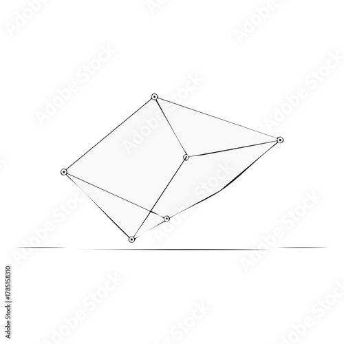 Abstract geometric network of connected points and lines on a light background