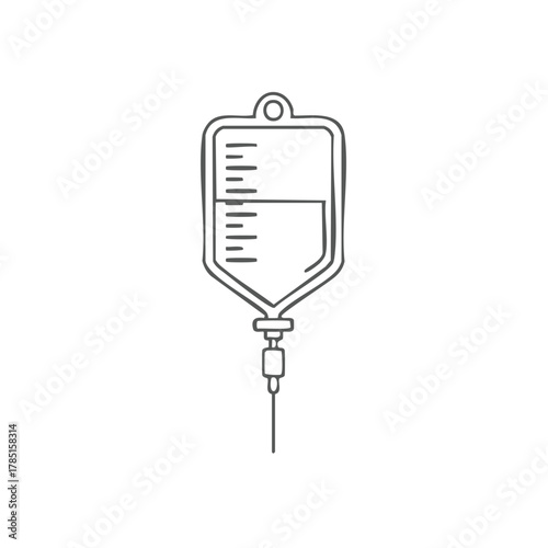 Simple hand drawn style IV drip bag illustration for hospital medical therapy