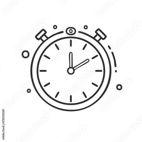 Stopwatch timer illustration in outline style, for deadlines and time management.