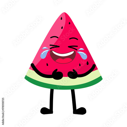 Cute Hand Drawn Funny Watermelon Laughing Out Loud