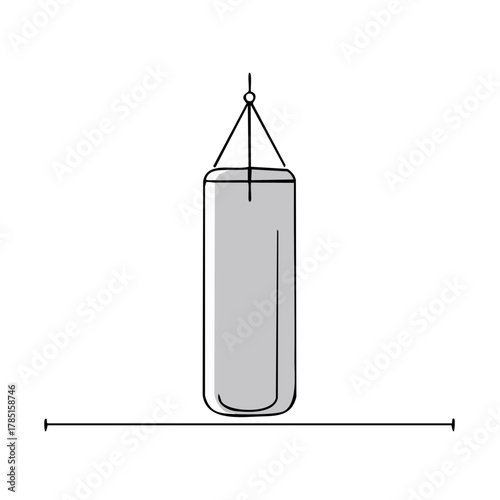 Simple vector illustration of a hanging punching bag suspended by ropes