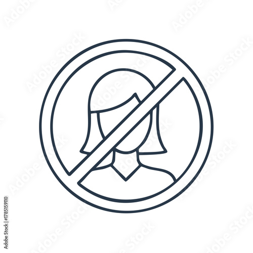 No women allowed sign prohibition restricting access gender inequality symbol restriction