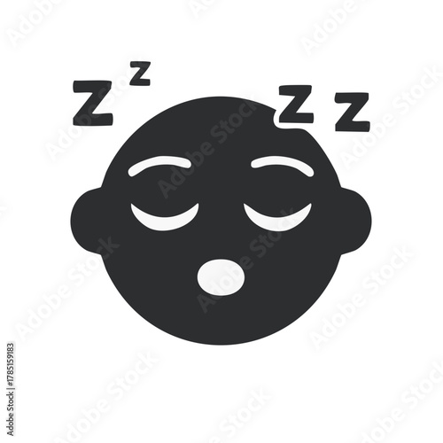 Sleeping baby face with Zzz letters, icon, flat design