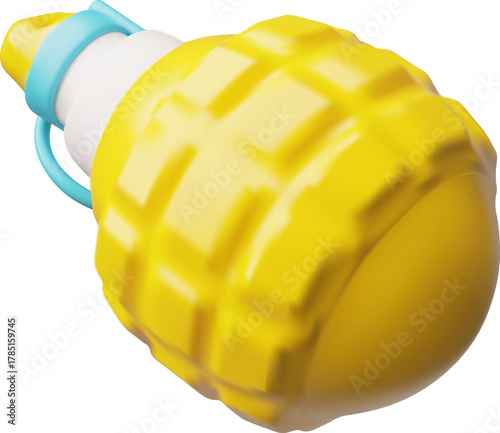 Bomb, grenade 3D cartoon plastic style vector icon, TNT explosive with detonator, dynamite, explosive tools for mining