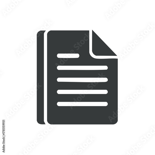 Stacked Document Icon with Text Lines and Curled Corner Representation of Multiple Pages Stacked Up