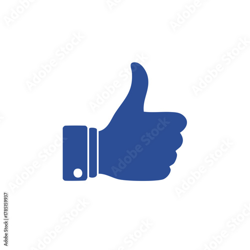 Blue Thumbs Up Icon Gesture Symbol on White Approval Acceptance Sign