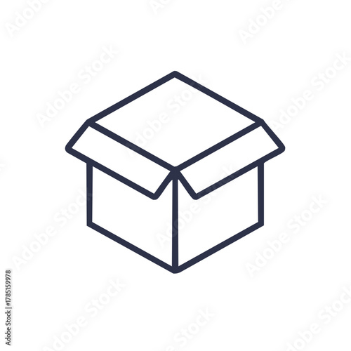 Unpacked Delivery Container Outline: Open Cardboard Box for Shipping and Storage, Isometric View