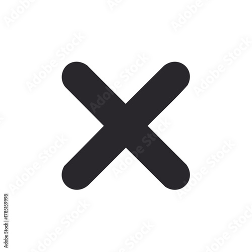 Black X Mark on White Background, Close Up