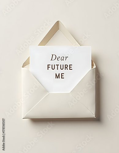 letter to future self in an open envelope on a neutral background