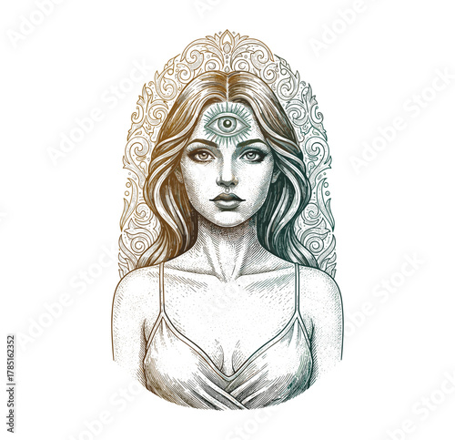 Third Eye Woman – Enlightenment and Spiritual Awakening Illustration