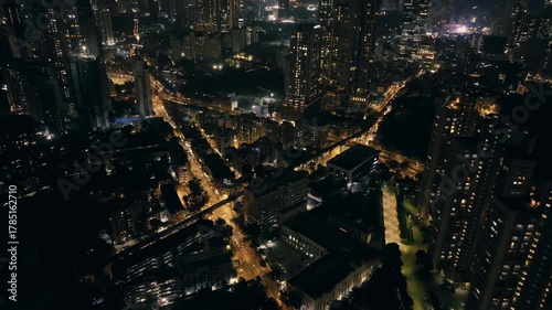Wallpaper Mural Cinematic aerial view of Mumbai's downtown night scene. Central Mumbai's cityscape and skyline- Lalbaug-Parel, Worli, Prabhadevi. beautiful modern buildings, bright glowing lights, and roads. Torontodigital.ca