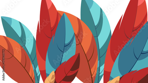 An abstract background with feathers in vibrant colors. A background image for screens, print, covers, and more. EPS 10.
