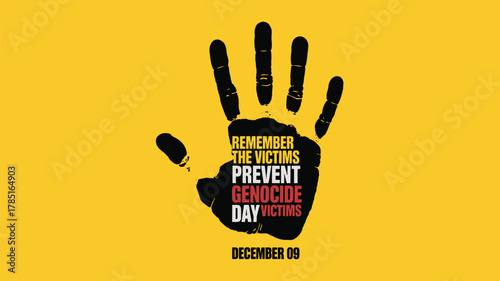 Genocide Victims Remembrance Day Graphic: Handprint Symbol for Prevention, Human Rights, and Social Justice Awareness Campaign