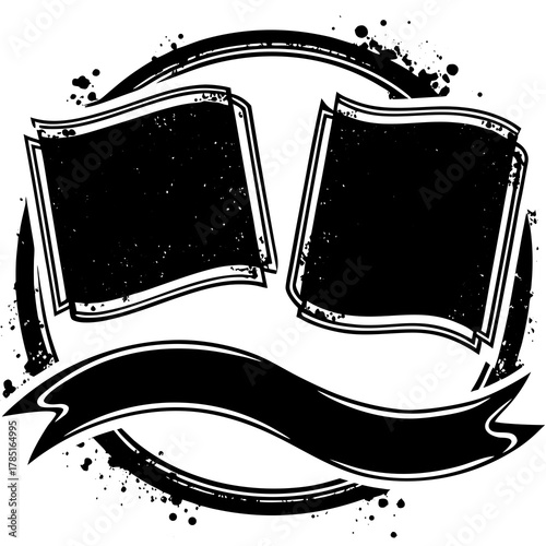 Black paint brush stamps. Vector grunge effect text boxes. Rough, stroke spray ink rectangles on paper. Distressed scratch background. Ink splatter frames on white. Paintbrush element banner bg