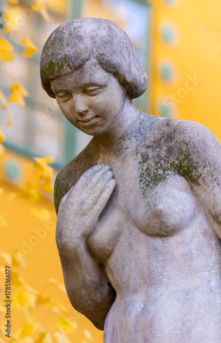 Naked female statue hold her breast symbol of breast cancer