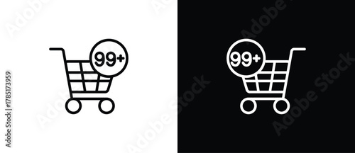 Shopping cart full line icon. Web store shopping cart icon. Shop and sale icon, black and white vector illustration. Editable stroke.