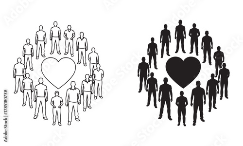 Men’s Brotherhood Circle Icons. male Community Support Vector