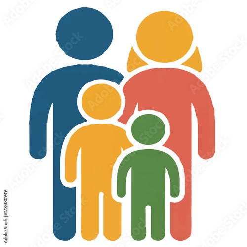 Colorful family icon isolated on white background representing love and unity