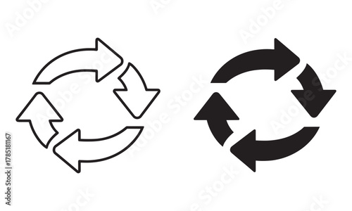Circular arrow icon. Recycling arrows vector of refresh arrow rotation sign symbol