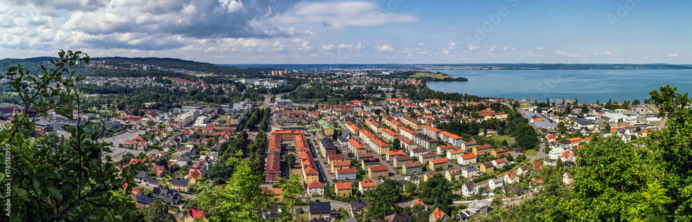 Fototapeta premium Husqvarna city cityscape overlooking Vattern lake