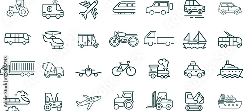 Transportation and Logistics UI Suite Multi Modal Vehicle Icons for Fleet Management & Mobility Applications