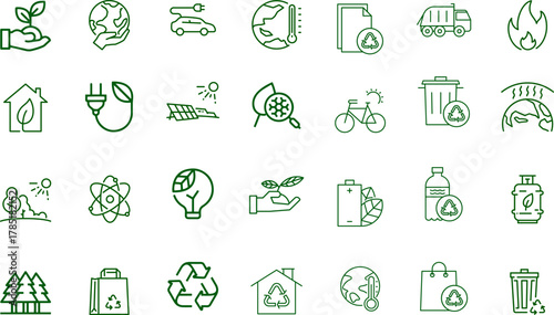 Sustainable Business and ESG Integration Suite Environmental Management Icons for Corporate Sustainability Reporting and Green Technology Platforms