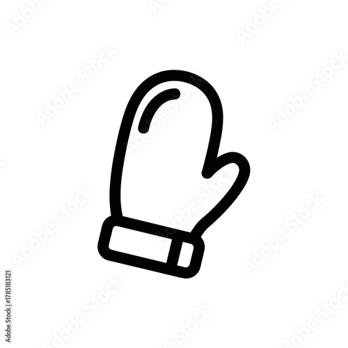 Black outline of a mittens glove on white background  
