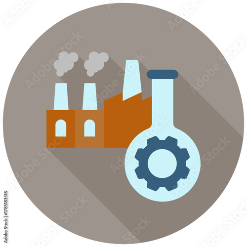Innovation Icon, Rounded Mini Illustration Relate To Industry 4-0. Use For Modern Concept, Ui, Ux Web And App Development.