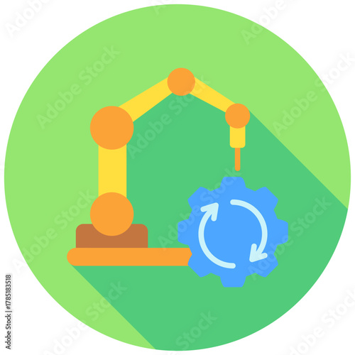 Automation Icon, Rounded Mini Illustration Relate To Industry 4-0. Use For Modern Concept, Ui, Ux Web And App Development.