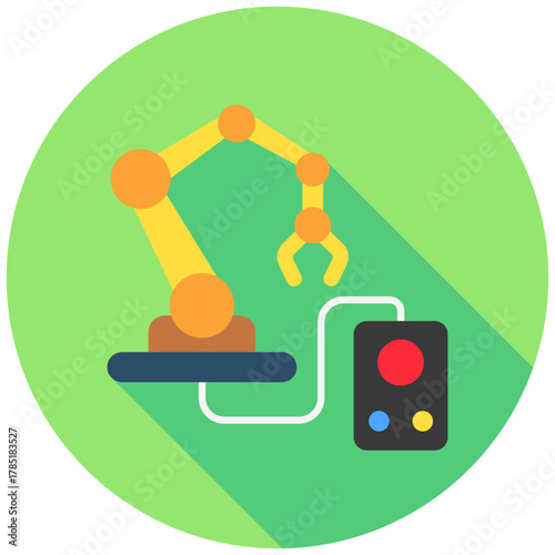Machine Control Icon, Rounded Mini Illustration Relate To Industry 4-0. Use For Modern Concept, Ui, Ux Web And App Development.