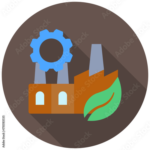 Manufacturing Icon, Rounded Mini Illustration Relate To Industry 4-0. Use For Modern Concept, Ui, Ux Web And App Development.