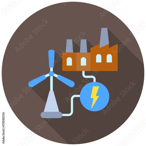 Power System Icon, Rounded Mini Illustration Relate To Industry 4-0. Use For Modern Concept, Ui, Ux Web And App Development.