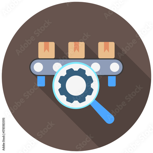 Process Control Icon, Rounded Mini Illustration Relate To Industry 4-0. Use For Modern Concept, Ui, Ux Web And App Development.