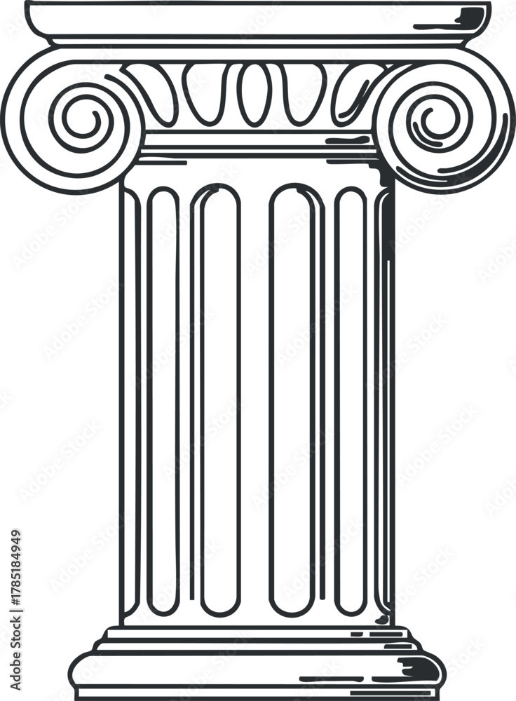 Obraz premium Outline vector illustration of a classical column design, perfect for architectural themes and decorative projects