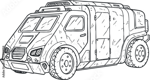 Detailed outline vector illustration of an emergency response vehicle for firefighting and rescue services design projects