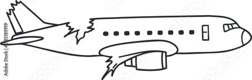 Outline vector illustration of a commercial airplane for travel and transportation design projects