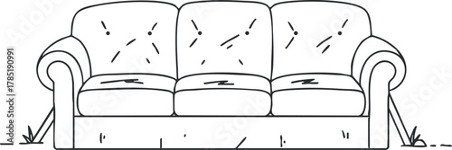 Outline vector illustration of a cozy sofa design, perfect for home decor and interior design projects