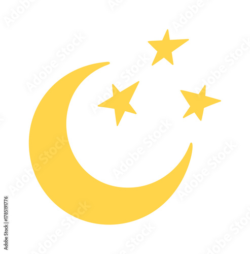 Crescent moon clear night sky