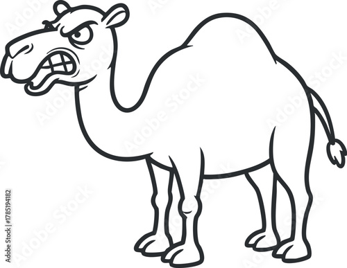Angry cartoon camel vector illustration with an expressive face, perfect for humorous designs and character concepts