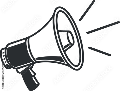 Outline vector illustration of a megaphone, ideal for communication, marketing, and public announcement projects
