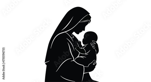 Loving mother tenderly cradles her infant child, symbolizing pure maternal devotion and connection.