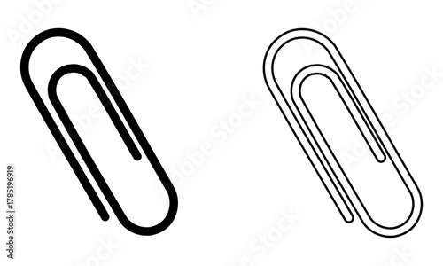 シンプルなゼムクリップの線画イラストセット