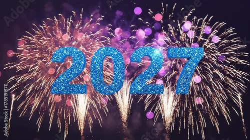 Wallpaper Mural 2027 New Year Celebration with Sparkling Fireworks and Glitter Torontodigital.ca