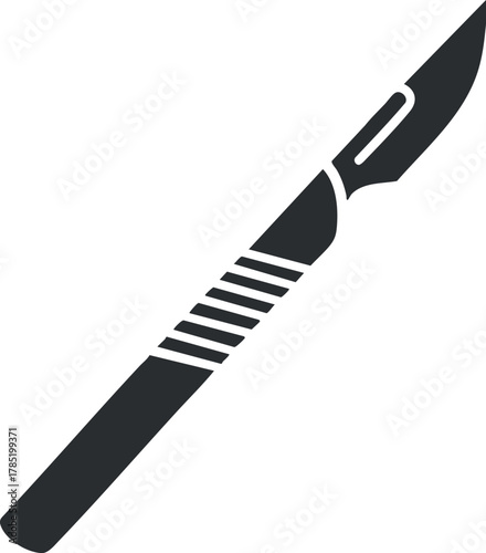 Minimalist black and white vector illustration of a scalpel, ideal for medical and healthcare design projects