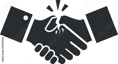 Minimalist black and white vector illustration of a handshake symbolizing agreement and partnership in business contexts