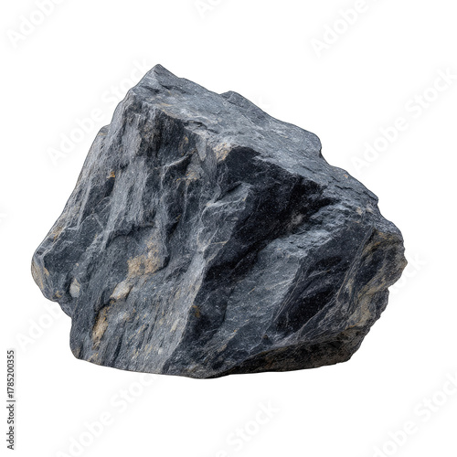 Dark gray, irregular rock with varied textures