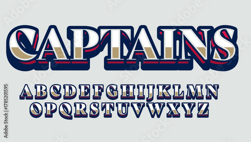 3d isolated sports team logo style letters red blue vintage