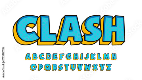 blue and yellow cartoon typography