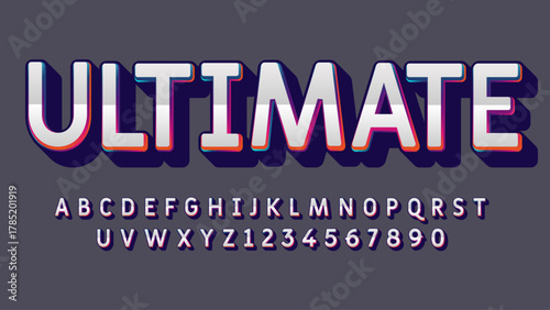 chrome colorful stroke 3d esports typography